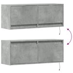 vidaXL Meuble TV mural avec lumières LED gris béton 100x31x35 cm