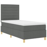 vidaXL Lit à ressort avec matelas gris foncé 100x200 cm en tissu
