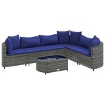 vidaXL Salon de jardin avec coussins 7 Pièces gris résine tressée