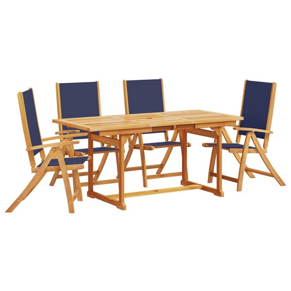 vidaXL Ensemble à manger de jardin 5Pièces bois d'acacia solide textilène