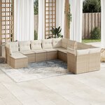 vidaXL Salon de jardin 11 Pièces avec coussins beige résine tressée