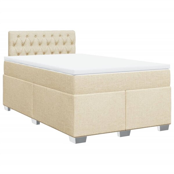 vidaXL Sommier à lattes de lit avec matelas crème 120x190 cm tissu