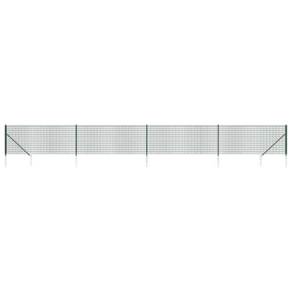 vidaXL Clôture en treillis métallique et piquet d'ancrage vert 1 1x10m