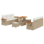 vidaXL Ensemble de canapé de jardin 9 pièces avec coussins en rotin poly beige et acacia