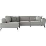 Canapé d'angle gauche convertible IMPERIA 5 places - gris clair - 2 coffres de rangement - 304 x 212 x 86 cm