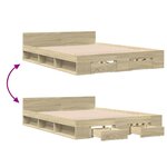 vidaXL Cadre de lit et tiroirs chêne sonoma 135x190 cm bois ingénierie