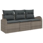 vidaXL Ensemble de canapé de jardin 3 pièces avec coussins gris poly rotin