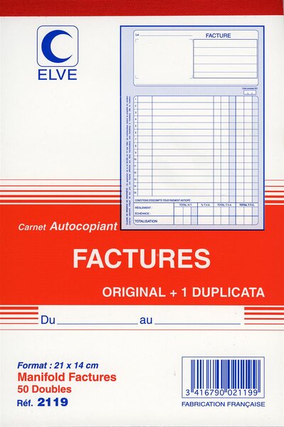 Manifold FACTURES Collé en tête 210 x 140 50 feuillets Dupli ELVE
