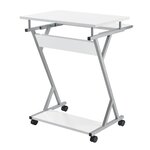 Bureau ordinateur roulant table informatique avec support clavier coulissant avec 4 roulettes MDF 60 cm blanc 03_0001153