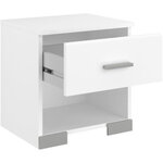 Lit 140 x 190 avec tiroir + armoire 3 portes et 2 tiroirs + 2 chevets - Décor Blanc