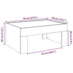 vidaXL Table basse avec LED infini sonoma gris 70x50x30 cm