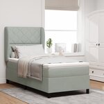 Lit box spring vidaXL avec matelas gris clair 100x200 cm en velours