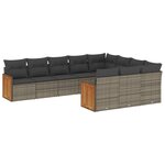 vidaXL Salon de jardin avec coussins 10 Pièces gris résine tressée