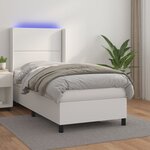 vidaXL Sommier à lattes de lit matelas LED Blanc 90x200cm Similicuir