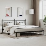 vidaXL Cadre de lit métal sans matelas avec tête de lit noir 200x200cm