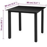 vidaXL Table de jardin Noir 80x80x74 cm Aluminium et verre