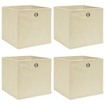 vidaXL Boîtes de rangement 4 Pièces Crème 32x32x32 cm Tissu