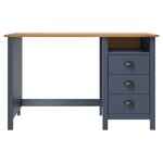Bureau table poste de travail meuble d'ordinateur informatique étude Hill avec 3 tiroirs 120 x 50 x 74 cm Pin solide gris 02_0023860