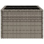 vidaXL Table de jardin dessus en verre gris 55x55x37 cm résine tressée