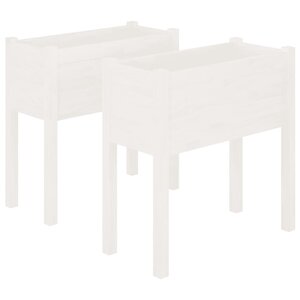 vidaXL Jardinières 2 Pièces Blanc 70x31x70 cm Bois de pin massif