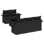 vidaXL Ensemble de canapé de jardin 6 pièces avec coussins rotin poly noir