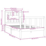 vidaXL Cadre de lit Noir Bois massif 75x190 cm Petit simple
