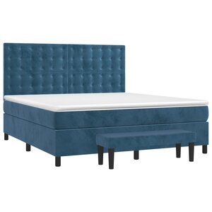 vidaXL Sommier à lattes de lit et matelas Bleu foncé 160x200cm Velours