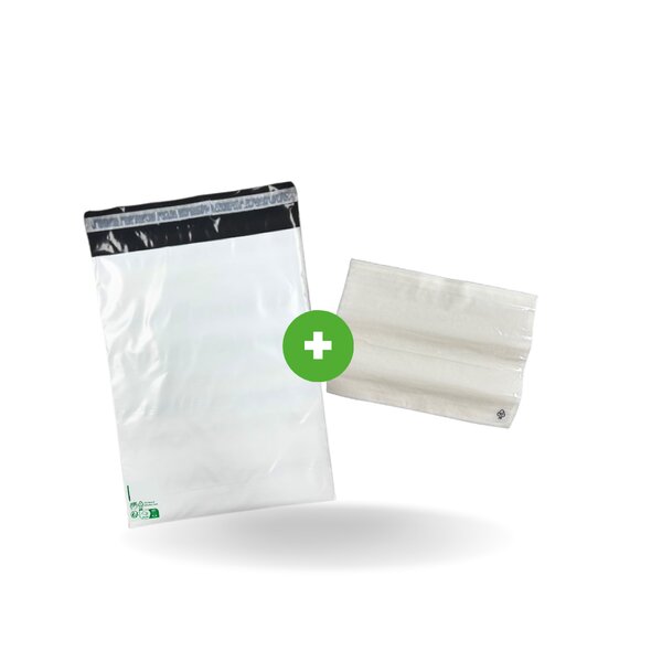 Kit colis Vinted - 10 enveloppes plastique N°3 (280x370 mm) + 10 pochettes porte-documents