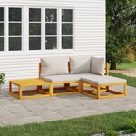 vidaXL Salon de jardin 4 Pièces avec coussins gris clair bois massif
