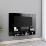 vidaXL Meuble TV mural Noir brillant 120x23 5x90 cm Bois d’ingénierie