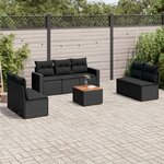 vidaXL Salon de jardin 8 Pièces avec coussins noir résine tressée