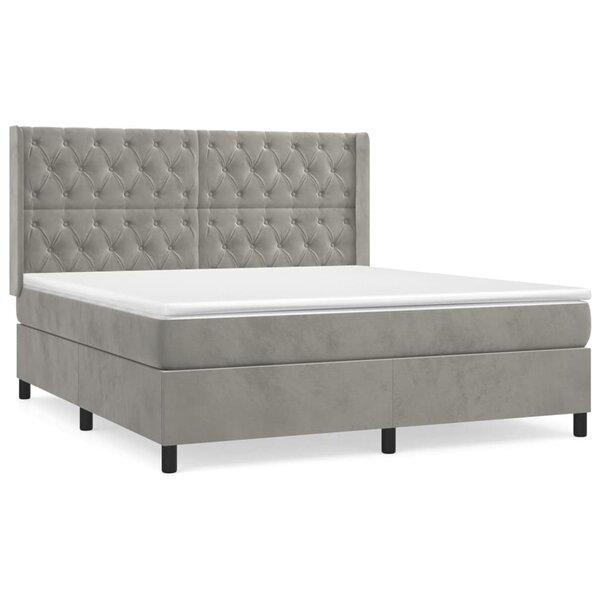 vidaXL Sommier à lattes de lit et matelas Gris clair 160x200cm Velours