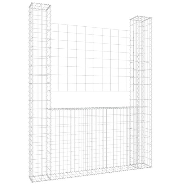 vidaXL Panier de gabion en forme de U avec 2 poteaux Fer 140x20x200 cm