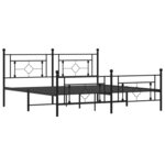 vidaXL Cadre de lit métal avec tête de lit/pied de lit noir 183x213 cm