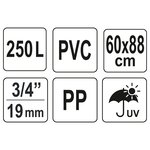 FLO Réservoir d'eau de pluie pliable 250 L noir