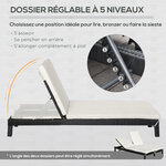 Bain de soleil transat 2 places - grand confort - dossier inclinable multi-positions - matelas fournis crème - résine tressée 4 fils noir