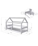Lit cabane avec étagère 80 x 160 naturel et gris