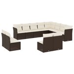 vidaXL Salon de jardin avec coussins 12 Pièces marron résine tressée