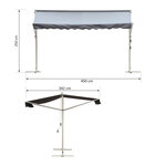 Store double pente manuel rétractable inclinaison réglable acier époxy blanc polyester imperméabilisé anti-UV gris dim. 4 50L x 3 40l x 2 55H m