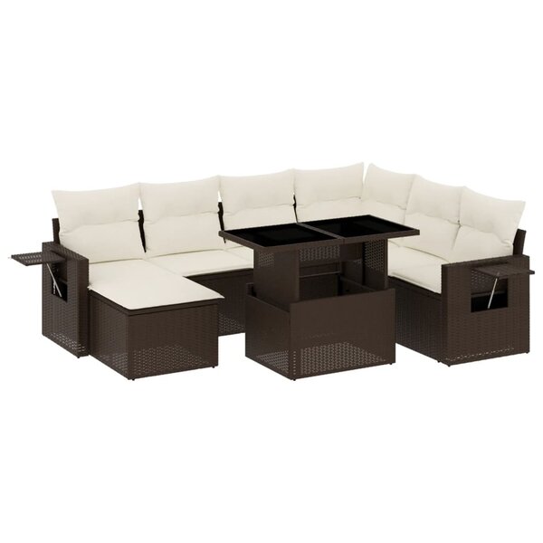 vidaXL Salon de jardin 8 Pièces avec coussins marron résine tressée