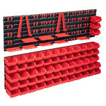 vidaXL Kit de bacs de stockage et panneaux muraux 141Pièces rouge et noir