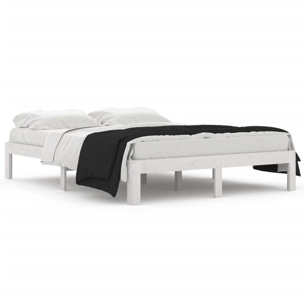 vidaXL Cadre de lit Blanc Bois de pin massif 140x190 cm