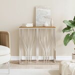 vidaXL Table console argenté acier inoxydable et bois massif d'acacia
