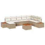 vidaXL Ensemble de Canapé de Jardin 9 Pièces avec Coussins Beige Rotin Acacia