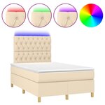 vidaXL Sommier à lattes de lit et matelas et LED Crème 120x200cm Tissu