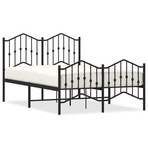 vidaXL Cadre de lit métal avec tête de lit/pied de lit noir 120x190 cm