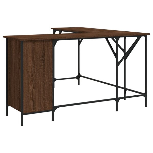 Bureau table poste de travail meuble d'ordinateur informatique étude chêne 141 x 141 x 75 cm bois d'ingénierie brun 02_0023621