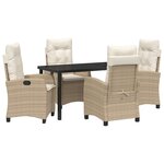 vidaXL Ensemble de salle à manger de jardin 5 pièces avec coussins Beige Rattan Synthétique