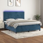 vidaXL Sommier à lattes de lit avec matelas LED Bleu foncé 160x200 cm