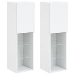 vidaXL Meubles TV avec lumières LED 2 Pièces blanc 30 5x30x102 cm